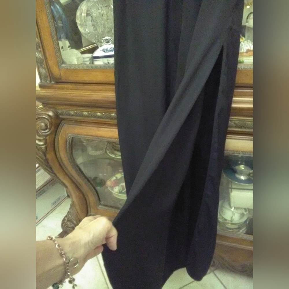 BNWT BLACK FREE PEOPLE PANTS SZ.LG SLITS UP BOTH SIDES WIDE LEG TASSEL DRAWSTRIN - Picture 8 of 10